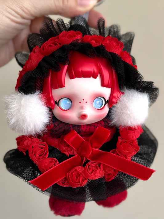 Gothic Ruby Doll Dress – Handmade Outfit for 18–20cm Dolls