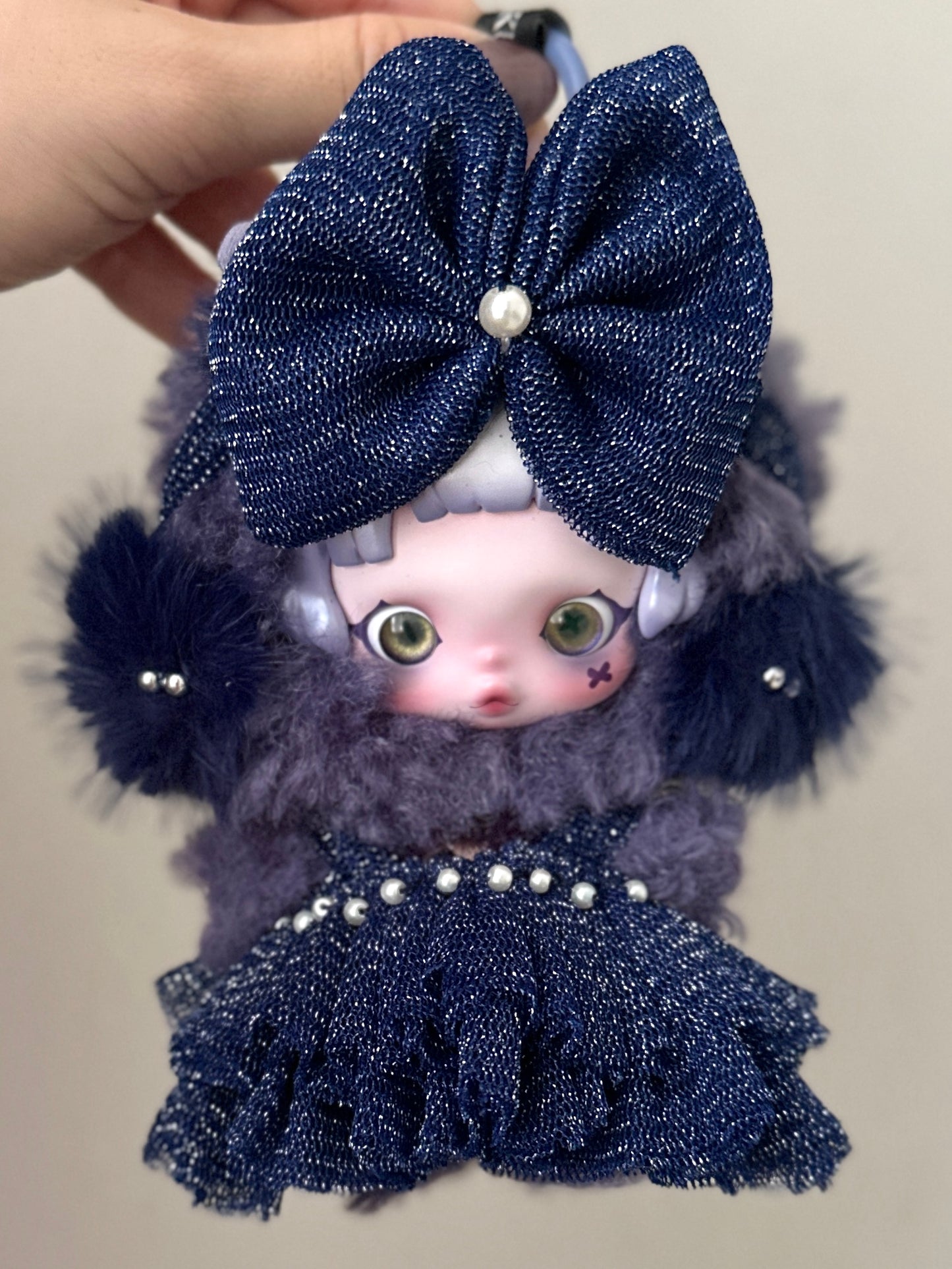 Midnight Blue Shimmer – Denim Outfit for 18–20cm Dolls