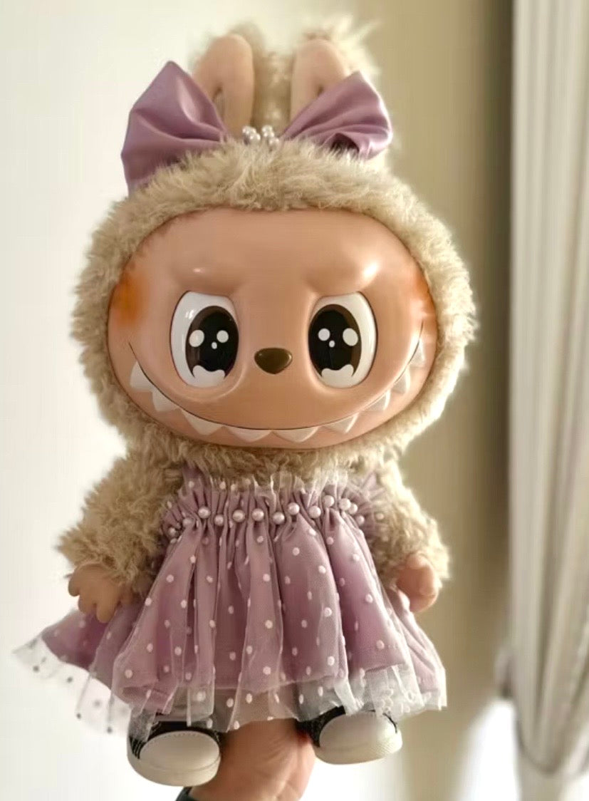 Handmade Polka Dot Tulle Dress for 40cm  Doll: Pearl Bow