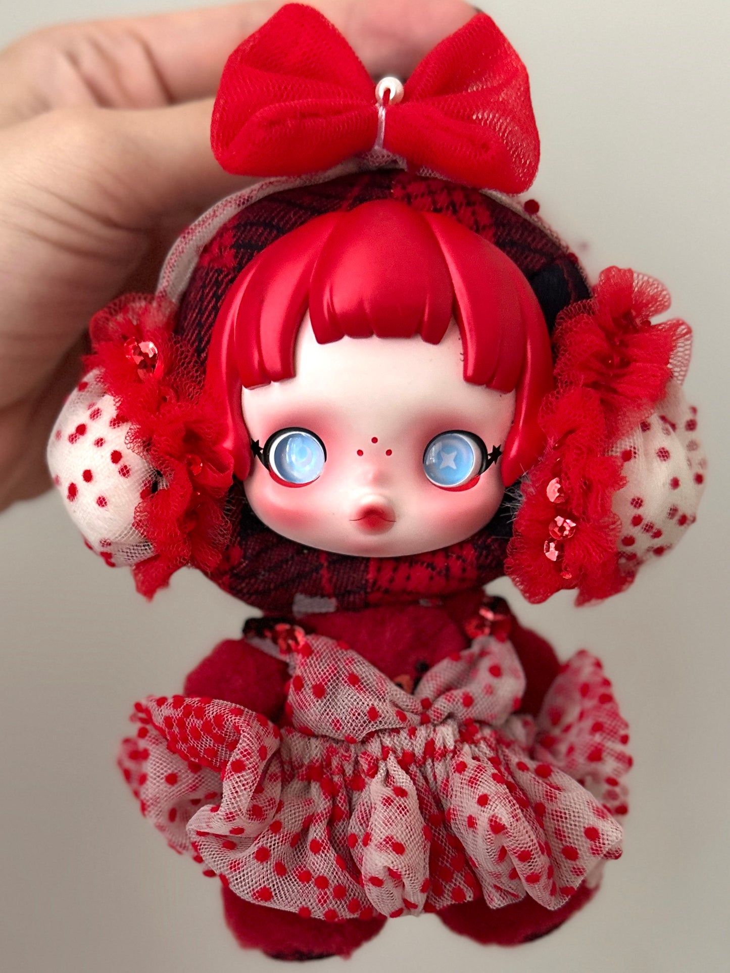 Red Polka Dream Dress - Handmade doll dress by WanderlustK