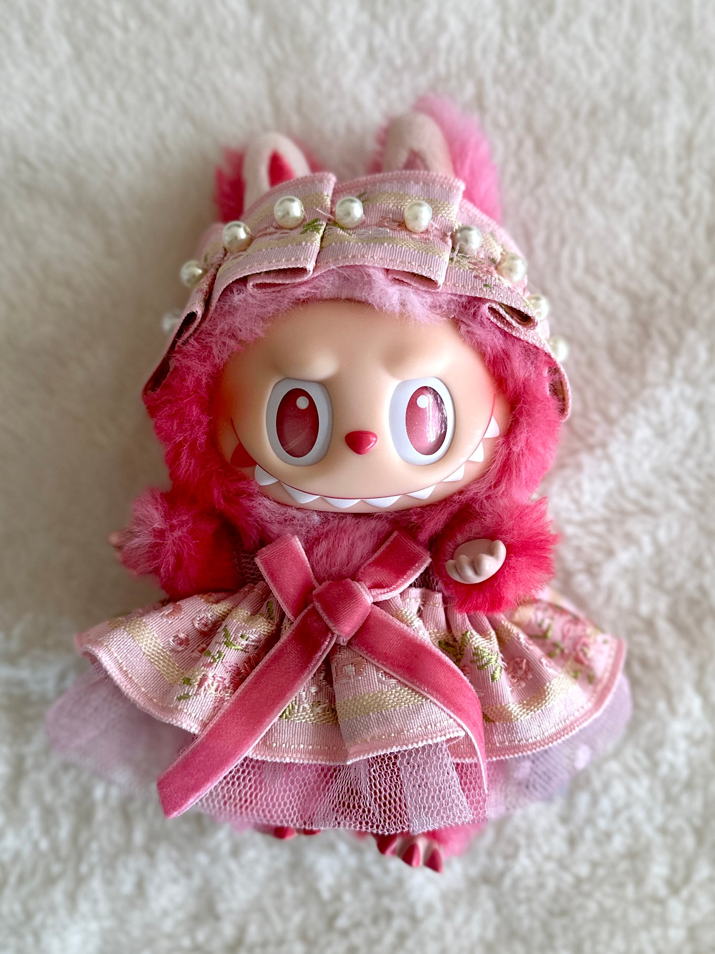 Pink Serenede Dress - Handmade Doll Dress (18–20cm Fit)