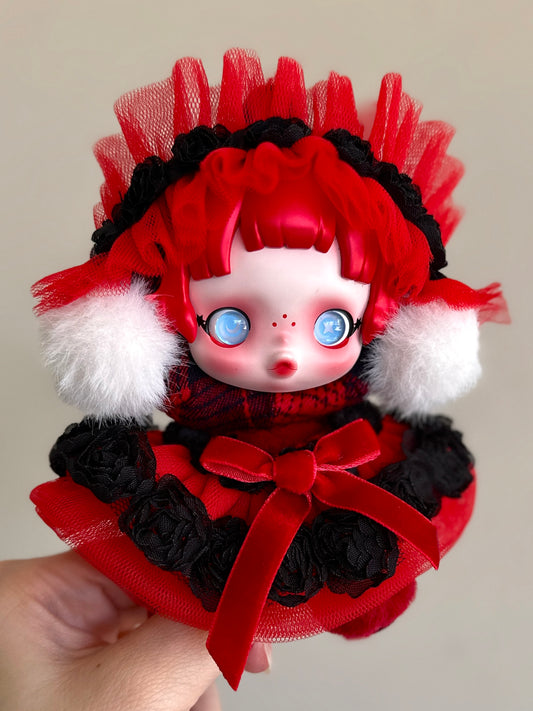 Gothic Ruby Doll Dress – Handmade Outfit for 18–20cm Dolls