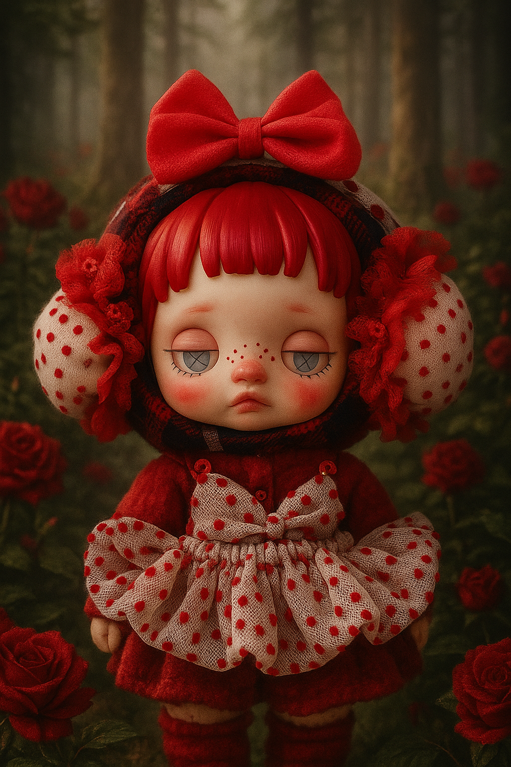 Red Polka Dream Dress - Handmade doll dress by WanderlustK