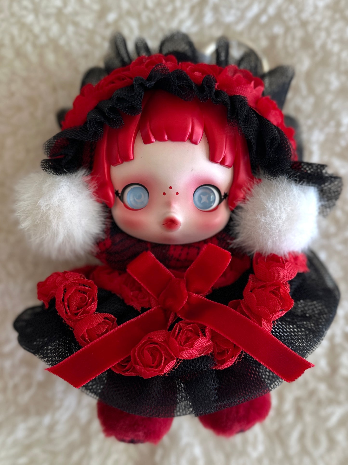 Gothic Ruby Doll Dress – Handmade Outfit for 18–20cm Dolls