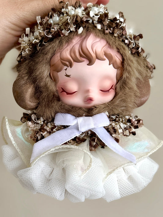 Cocoa Dream Dress | Cozy Fur & Pearl Doll Outfit by Wanderlustk