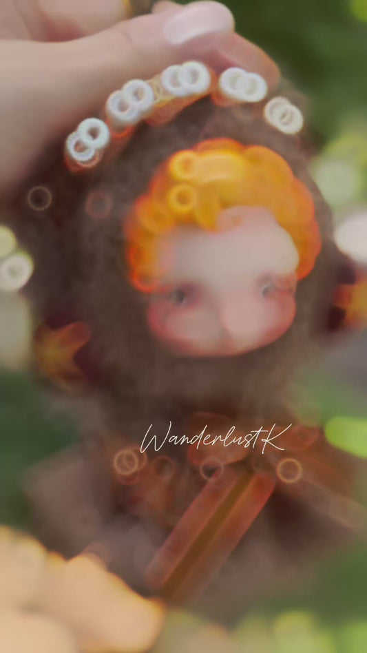 Velora – Handmade Doll Dress | Cozy Autumn Brown Outfit with Velvet Bow & Pearls | 18–20cm Doll Clothing | Cute Fantasy Style