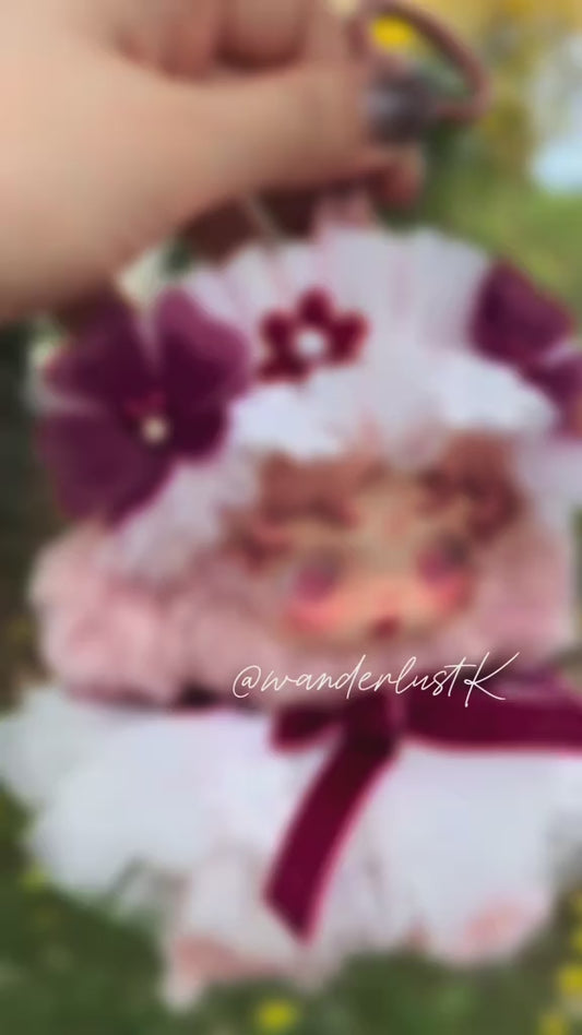 Magenta Blossom Doll Dress – Handmade Outfit for 18–20cm Dolls | Kawaii Pastel Style